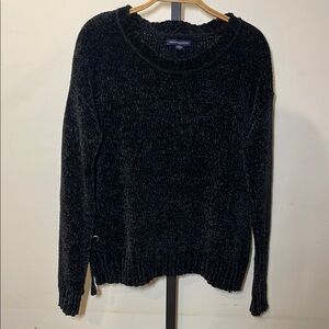 American Eagle Outfitters Chenille Black Crew Neck Sweater